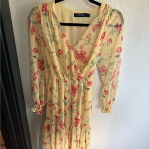 Lauren Ralph Lauren Yellow Floral Long Sleeve Dress